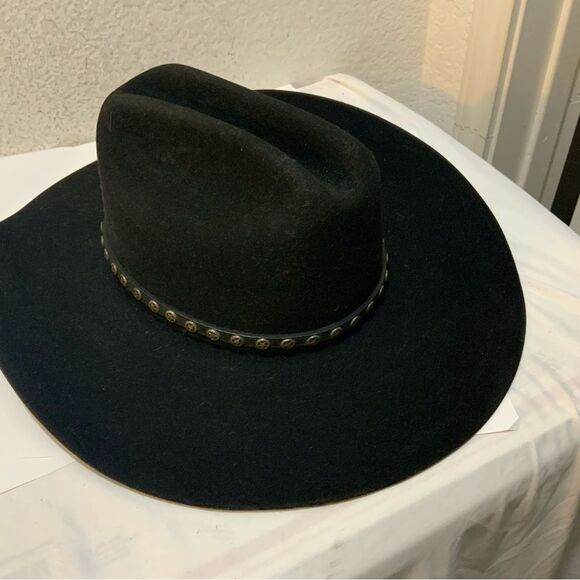 Justin Western Cowboy Hat Black XXX Buckle Milano Hat Company Size 7 1/8 57 - Picture 4 of 11